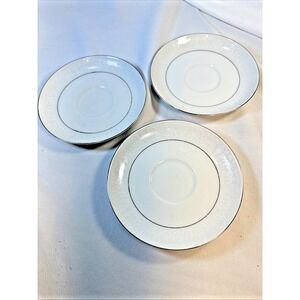 Crown Victoria Lovelace Saucers - White with Platinum Trim (Lot 0f 3)